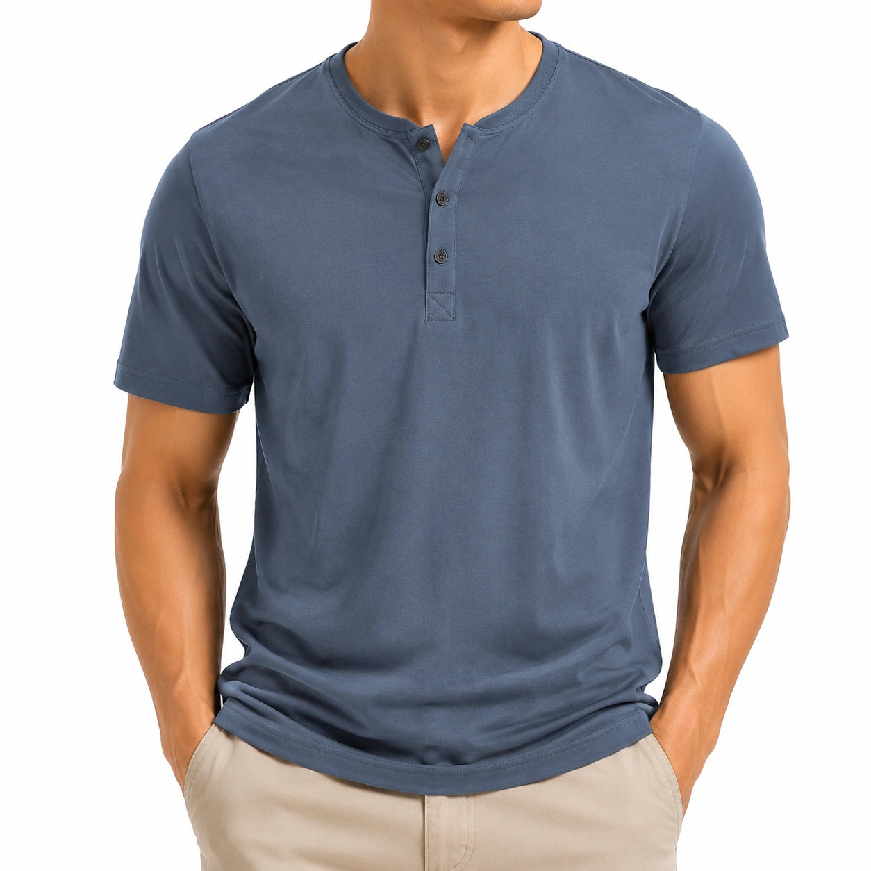 Maglietta uomo taglia M in tessuto blu ardesia a maniche corte stile casual