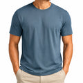 T-shirt uomo L in tessuto sintetico blu ardesia a maniche corte girocollo