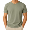 T-shirt uomo L in tessuto verde oliva a maniche corte girocollo stile essenziale