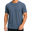 T-shirt uomo L in tessuto a maglia blu ardesia - manica corta girocollo