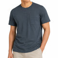 T-shirt uomo taglia L in cotone blu ardesia con taschino a girocollo