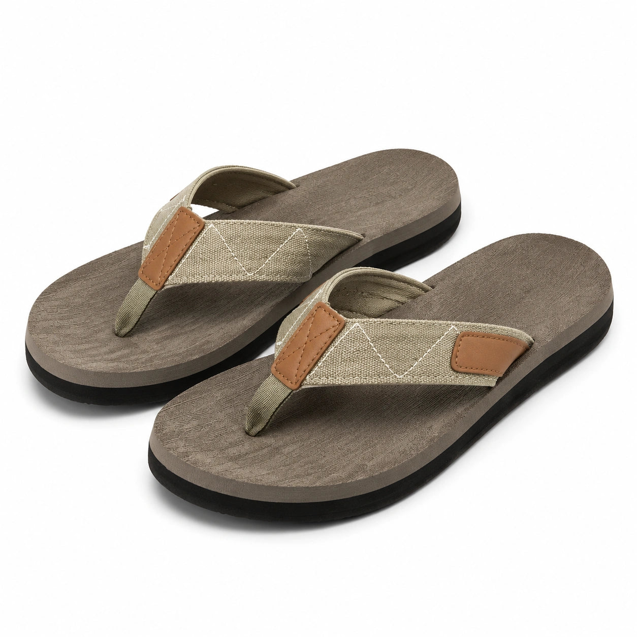 Infradito 38/39 in tessuto beige e marrone con suola sintetica stile casual