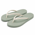 Infradito 42/43 in schiuma verde salvia con fascette intrecciate bianche stile casual