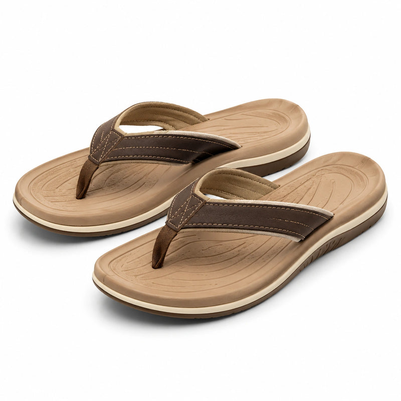 Infradito uomo taglia 42/43 marrone in materiale sintetico con fascia imbottita