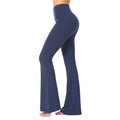 Pantaloni donna taglia S in tessuto elasticizzato blu navy a vita alta con gamba svasata