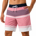 Costume da bagno uomo M in tessuto sintetico rosa blu e bianco a righe con tasche