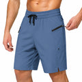 Costume da bagno uomo taglia M in tessuto sintetico blu con tasche con zip e vita regolabile
