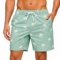 Costume da bagno uomo XL in tessuto sintetico verde acqua con stampa palme - pantaloncino con tasche