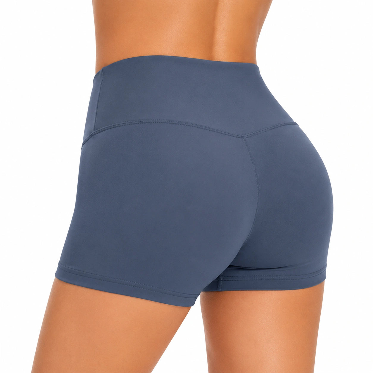 Shorts sportivi da donna taglia M blu navy a vita alta elasticizzati per allenamento